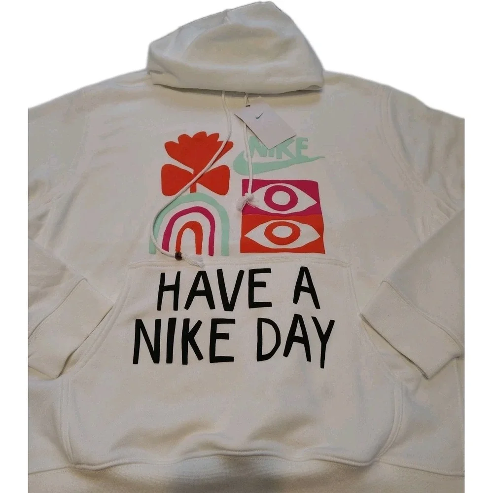 Nike‎ Have a Nike Day French Terry Pullover Hoodie White Mens Size Large